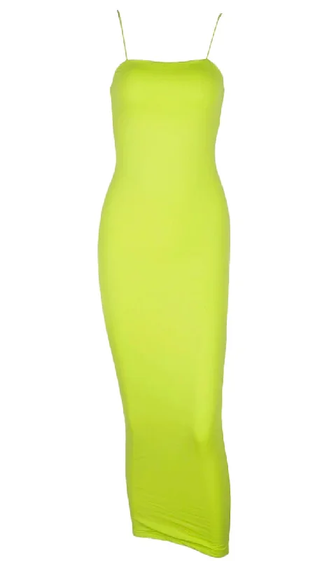 Home Run Neon Green Sleeveless Spaghetti Strap Square Neck Bodycon Maxi Dress Fashionable Printed Maxi Dress Home Run Neon Green Sleeveless Spaghetti Strap Square Neck Bodycon Maxi Dress Fashionable Printed Maxi Dress