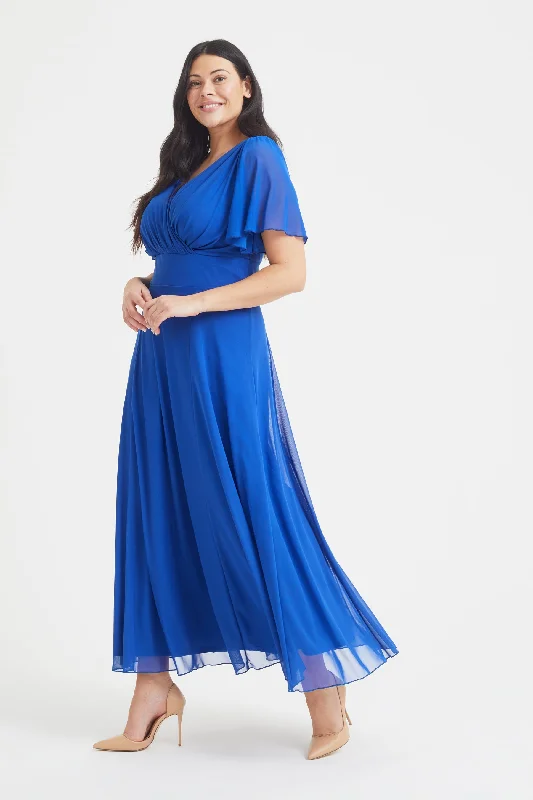 Isabelle Blue Float Sleeve Maxi Dress Cozy Wrap Maxi Dress