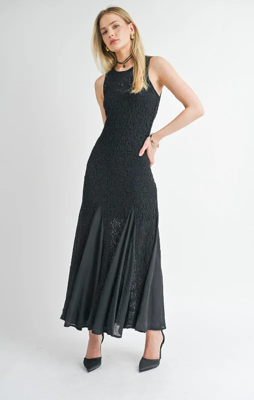 Journey Godet Lace Maxi Dress Chic Sleeveless Maxi Dress