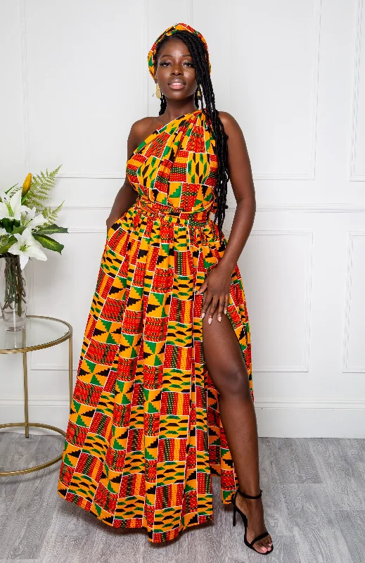 Kente African Print Multiway Infinity Maxi Dress - KENYA Stylish Longline Maxi Dress Kente African Print Multiway Infinity Maxi Dress - KENYA Stylish Longline Maxi Dress