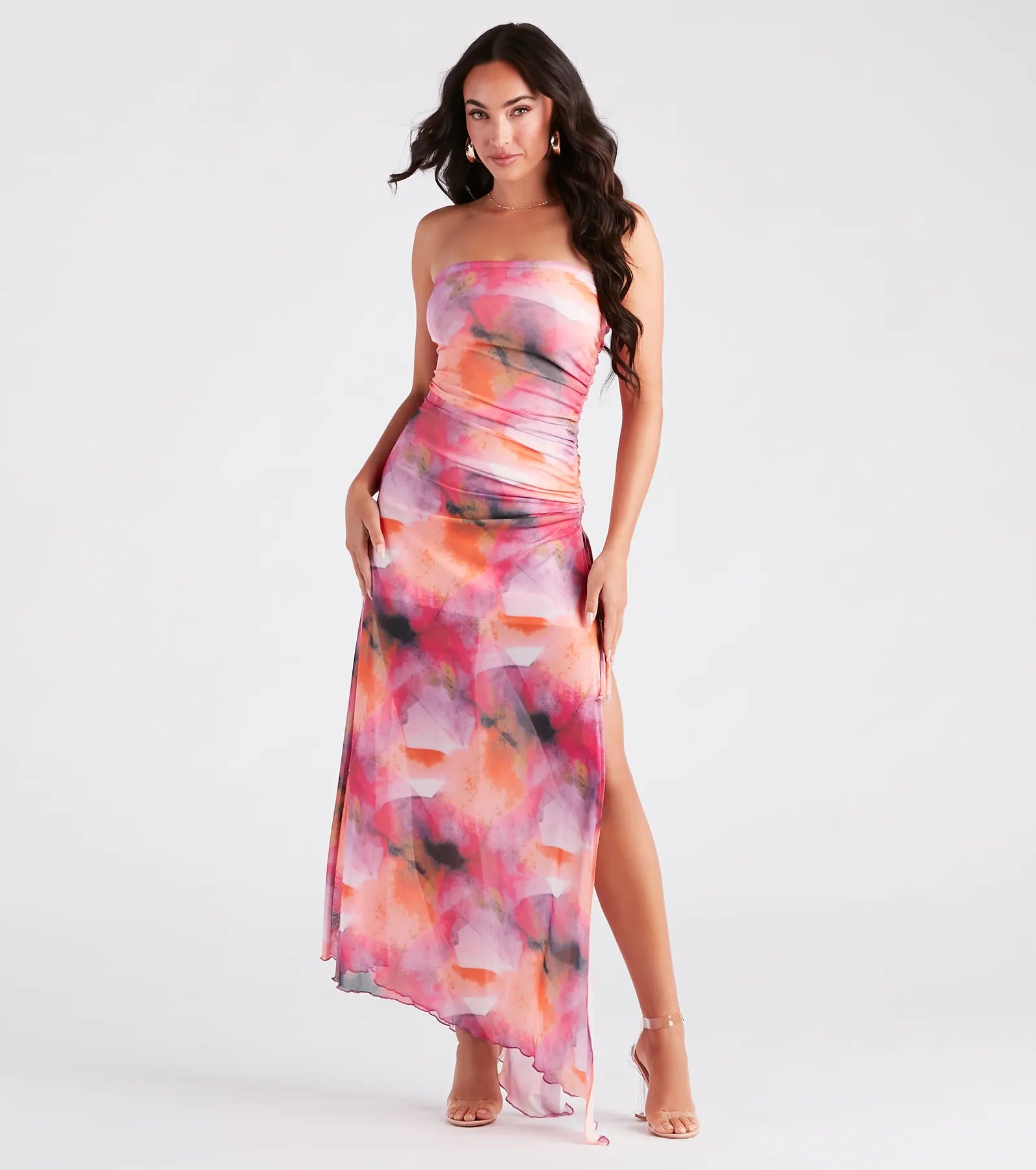 Major Crush Marble Print Maxi Dress Chic Off-Shoulder Maxi Dress