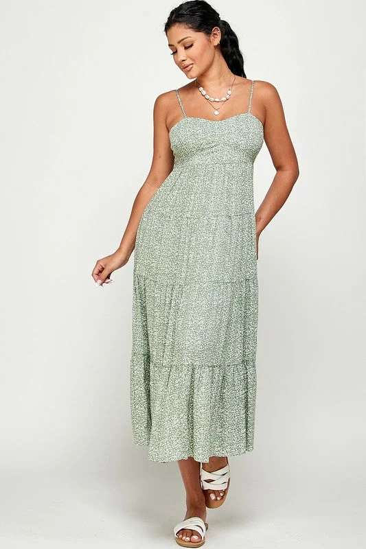 Meadows Maxi Dress with Back Tie Cozy Spaghetti Strap Maxi Dress