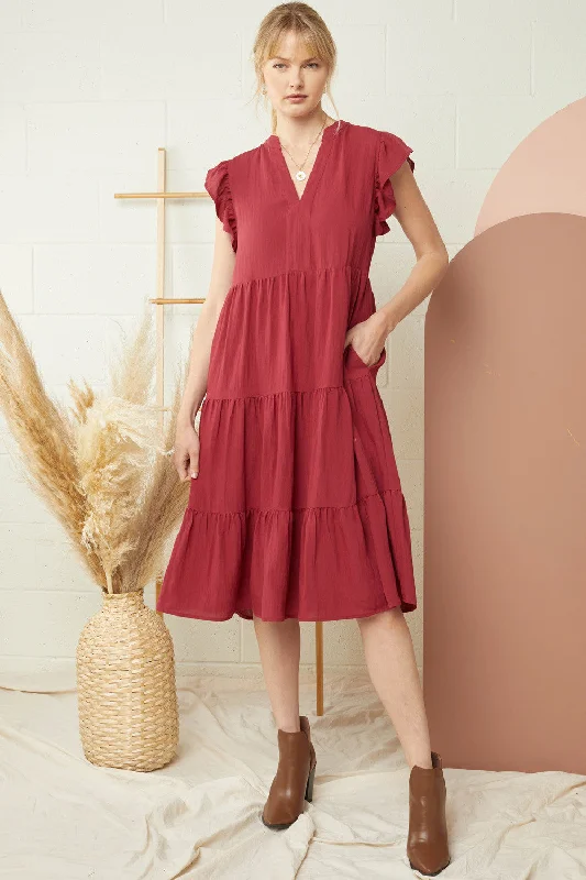 Mock Neck Tiered Maxi Dress Elegant Maxi Dress with Belt