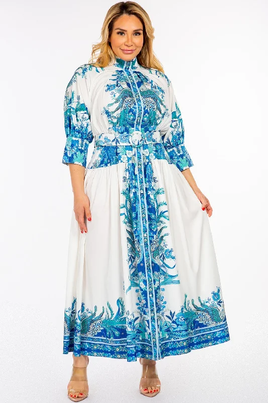 Royal Curves Kaftan Style Floral Maxi Dress Comfortable Fit-and-Flare Maxi Dress