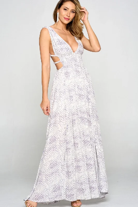 Scarlett Print Maxi Dress Trendy Off-Shoulder Ruffle Maxi Dress