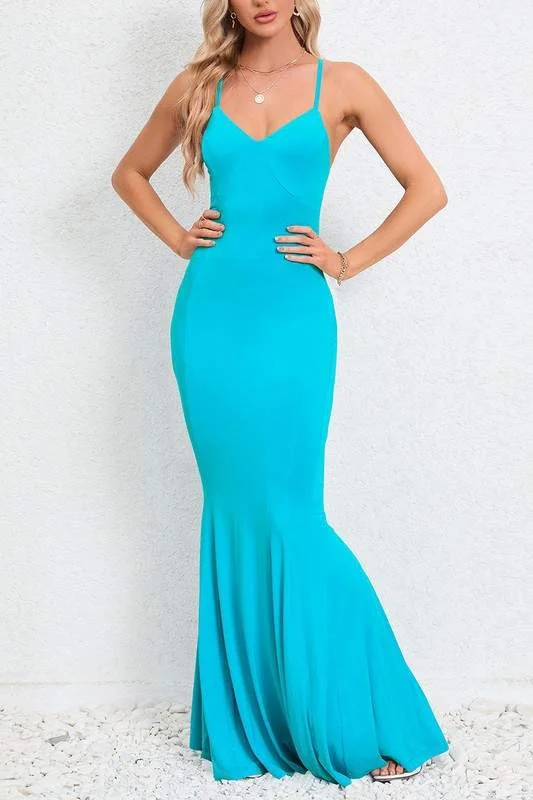 SLEEVELESS MERMAID MAXI DRESS Stylish Long Sleeve Maxi Dress
