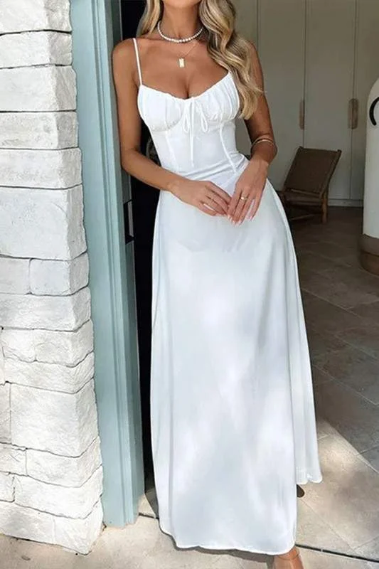 SOLID BUSTIER MAXI DRESS Comfortable Cotton Maxi Dress