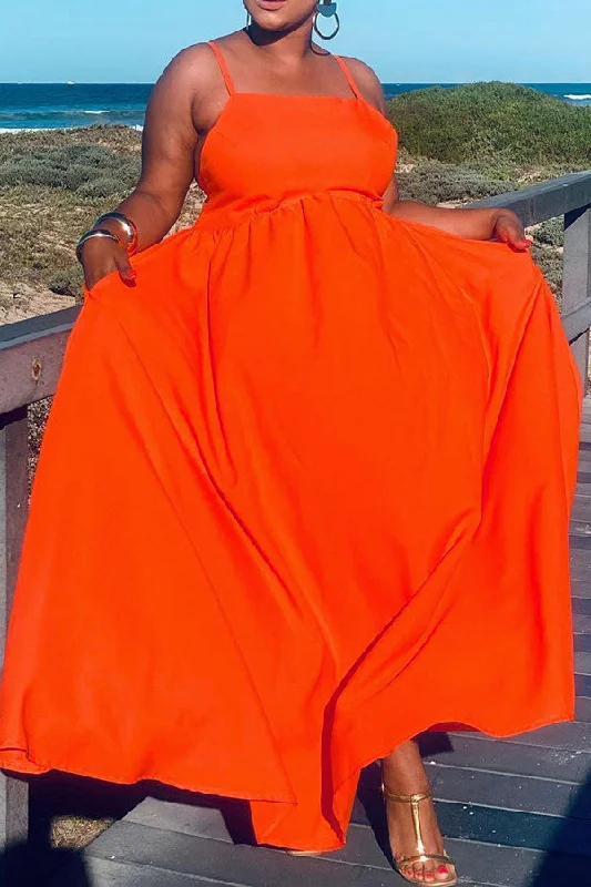 Solid Color Simple Swing Maxi Dress Fashionable Faux Wrap Maxi Dress
