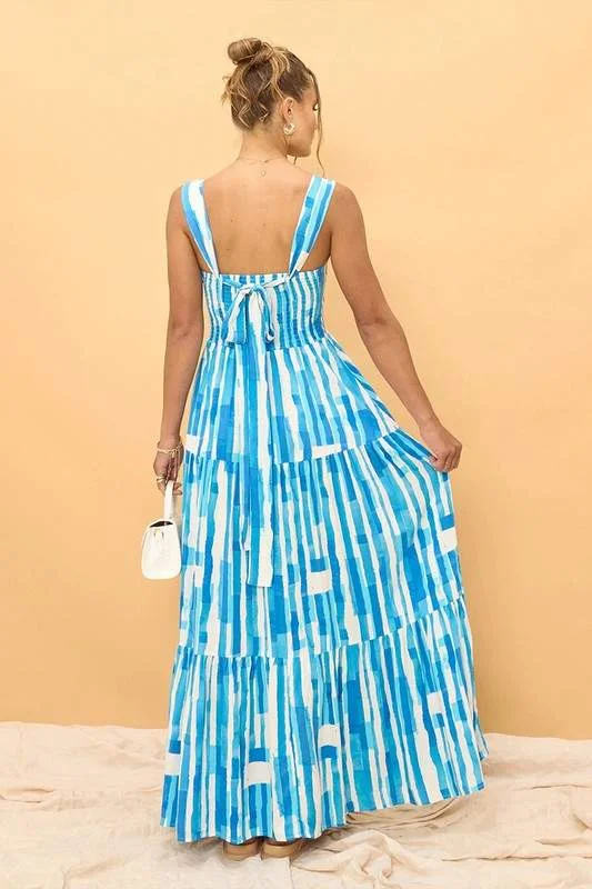SQUARE NECK PATCHWORK MAXI DRESS Classic Black Maxi Dress