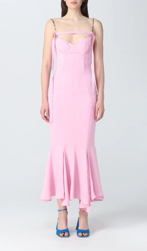 STRAPY SLIM MAXI DRESS IN PINK Elegant Floral Maxi Dress