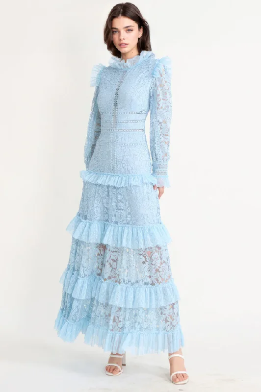 Textured Maxi Dress With Long Sleeves Stylish A-Line Maxi Dress
