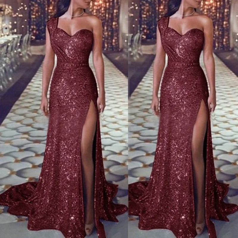 Wedding Party Dress Female Evening Elegant Sexy Deep V Neck One Shoulder Sleeveless Sequined Long Maxi Dresses For Women Fashionable Halter Neck Maxi Dress Wedding Party Dress Female Evening Elegant Sexy Deep V Neck One Shoulder Sleeveless Sequined Long Maxi Dresses For Women Fashionable Halter Neck Maxi Dress