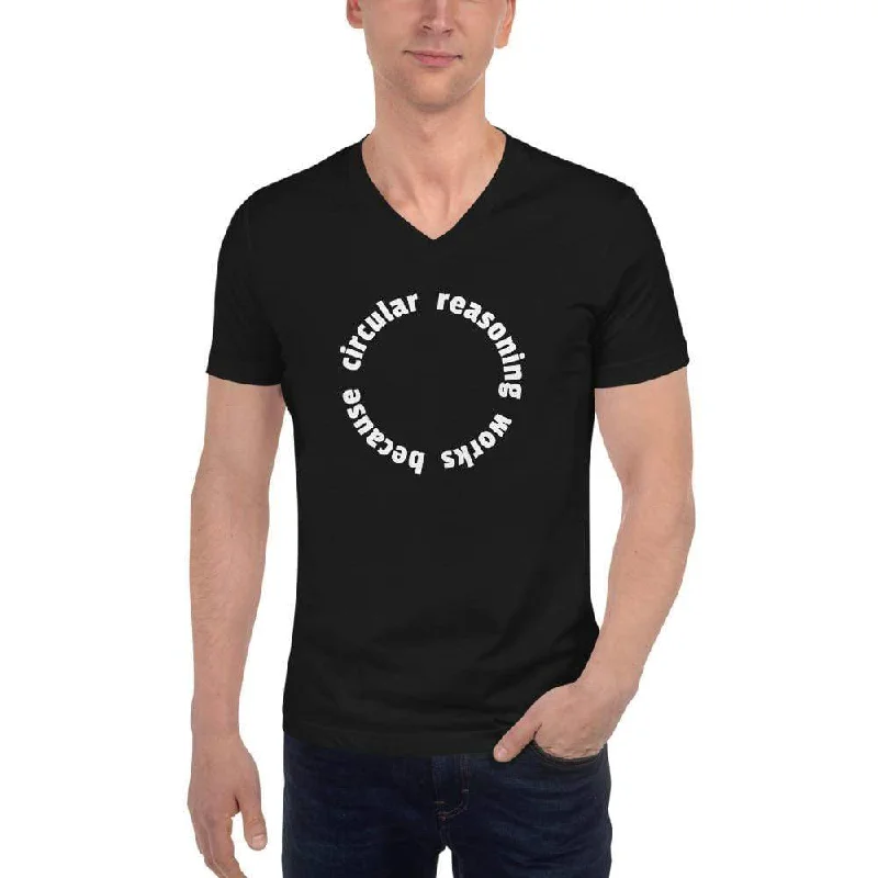 Circular reasoning works - Unisex V-Neck T-Shirt Mesh Blend Leather Blend Suede Blend