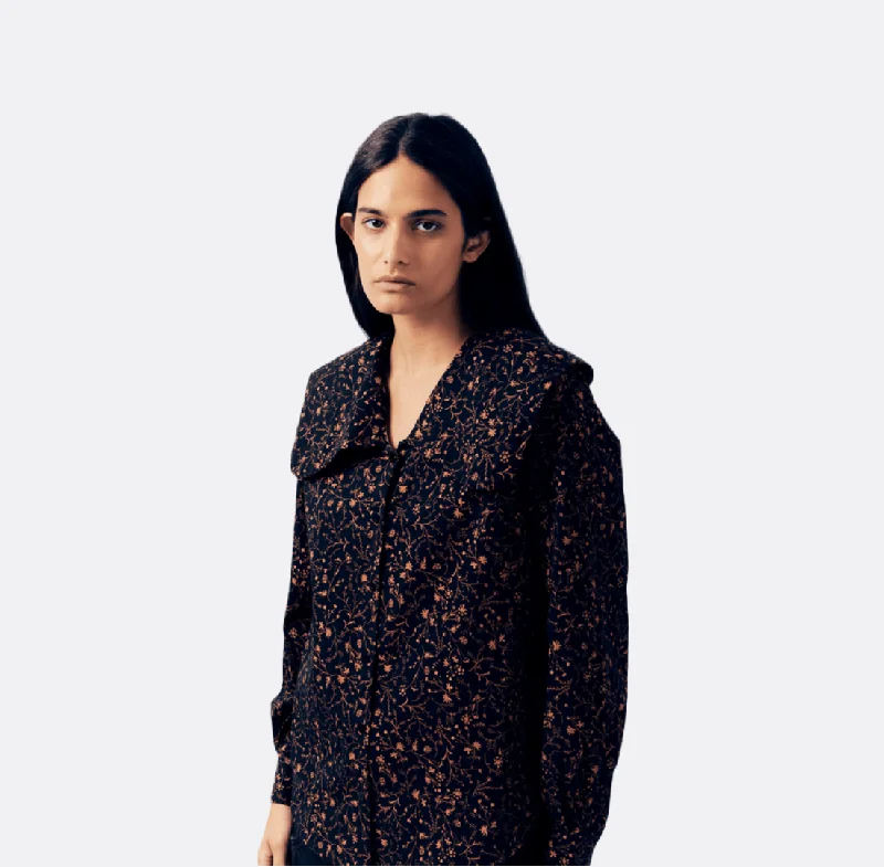 Floral Shirt Front Pockets Side Pockets Patch Pockets