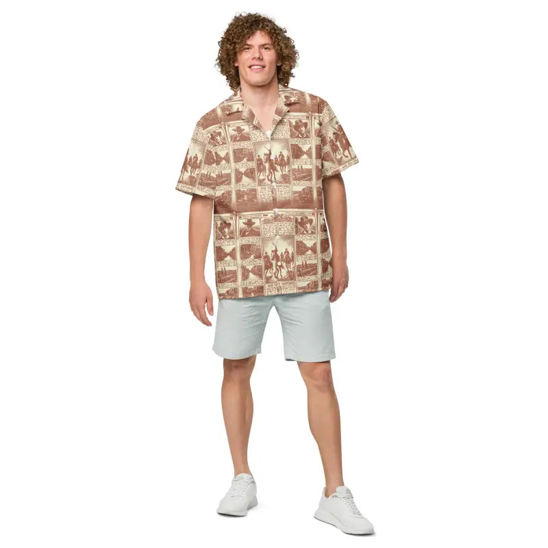 Rock Summer Vibes with Vintage Newspaper Button Shirt Polka Dot Checkered Tartan