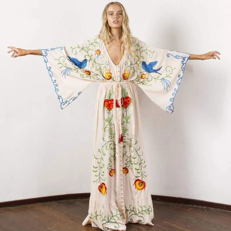 Higher Consciousness Boho Maxi Dress Trendy V-Neck Maxi Dress