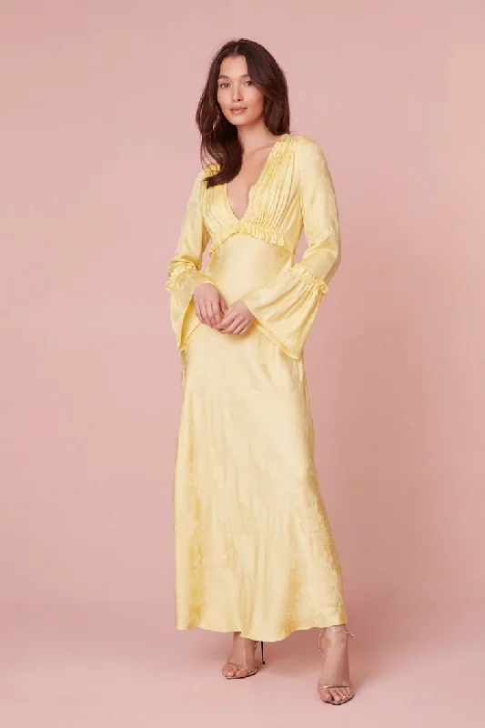 Kalona Silk Jacquard Maxi Dress Trendy Floral Print Maxi Dress