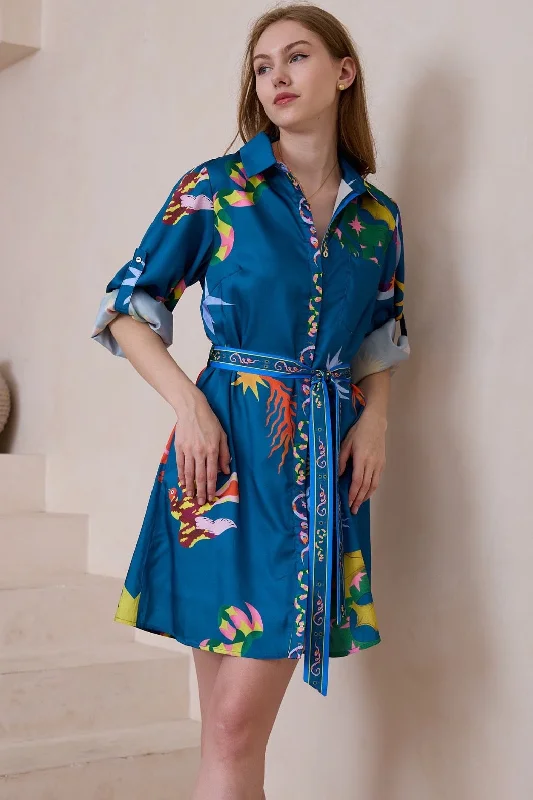 Arkie Mini Dress - Multicolour Fashionable Denim Mini Dress