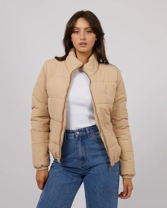 All About Eve Classic Puffer Jacket Front Pockets Side Pockets Patch Pockets