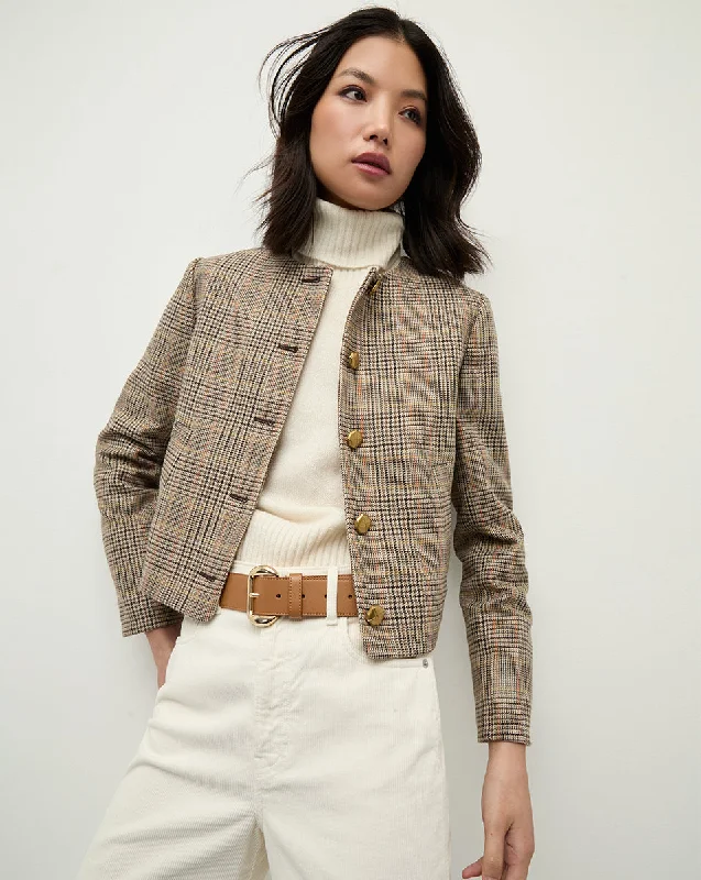 Andrea Plaid Jacket V-Neck Jacket Boat Neck Jacket Square Neck Jacket
