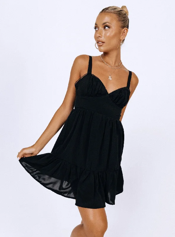 Arialena Mini Dress Black Stylish Summer Mini Dress