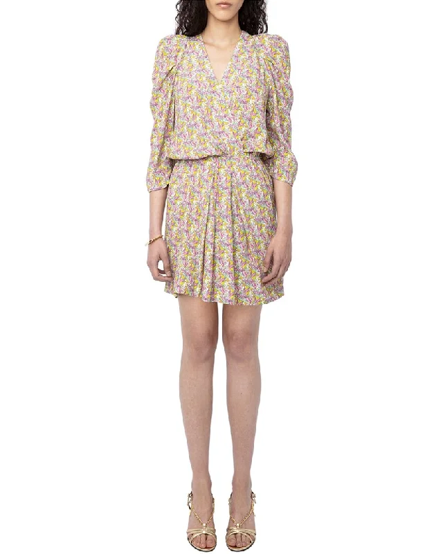 Zadig & Voltaire Ruz Crepe Liberty Wings Mini Dress Trendy Denim Mini Dress