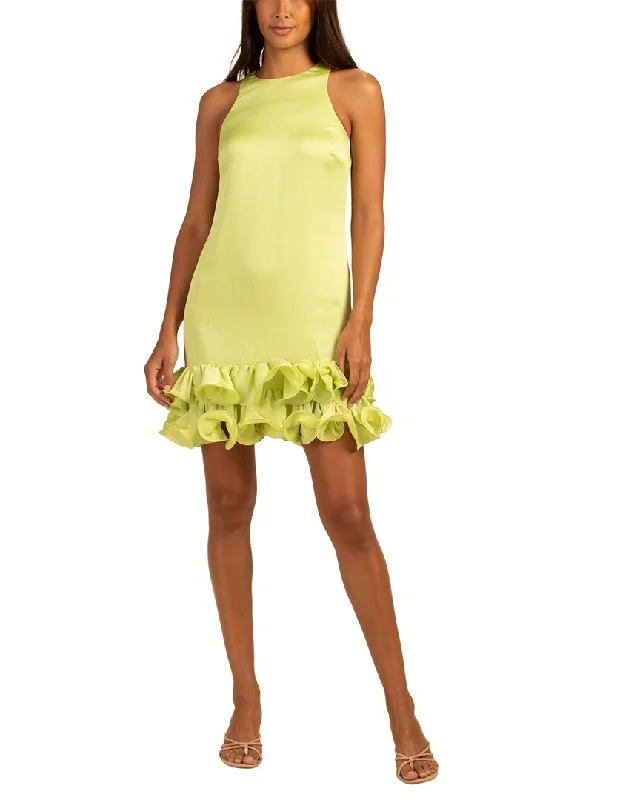 Trina Turk Feather Mini Dress Chic Pleated Mini Dress