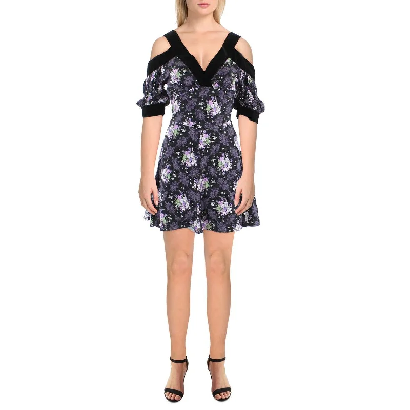 Womens Floral Short Mini Dress Comfortable Casual Mini Dress