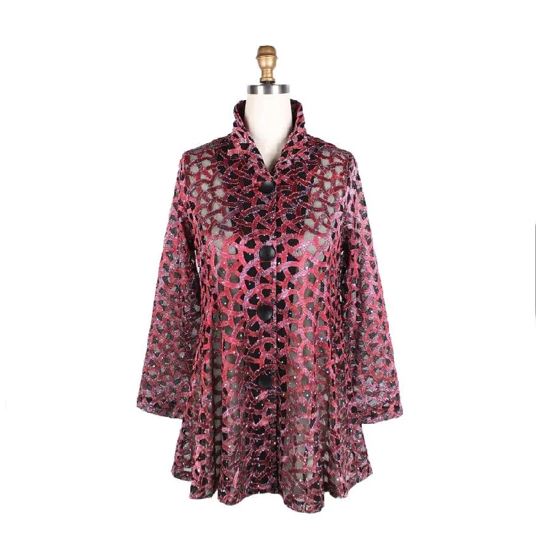 Damee Holographic & Sequin Jacket in Red - 300-RD Print Jacket Jacquard Jacket Embroidered Jacket Damee Holographic & Sequin Jacket in Red - 300-RD Print Jacket Jacquard Jacket Embroidered Jacket
