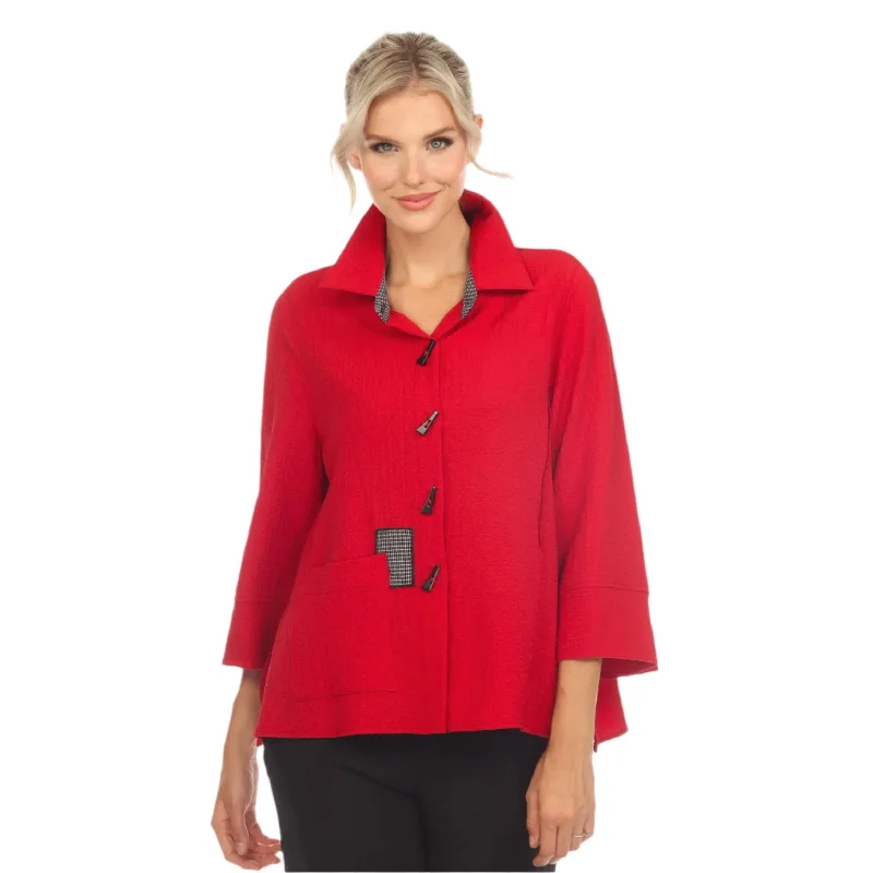 Moonlight Patch Trim Shirt/Jacket in Red - 3649-RD Zippered Jacket Buttoned Jacket Snapped Jacket Moonlight Patch Trim Shirt/Jacket in Red - 3649-RD Zippered Jacket Buttoned Jacket Snapped Jacket