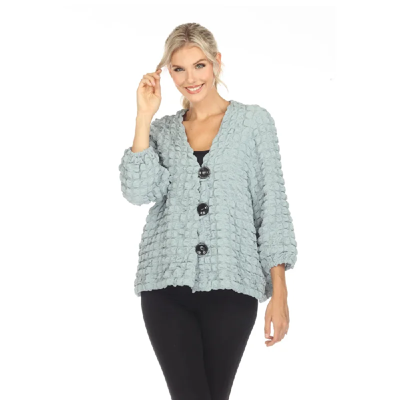 Moonlight Button Front Pucker Jacket in Sage Blue - 3714-BLU Insulated Jacket Fitted Jacket Loose Jacket Moonlight Button Front Pucker Jacket in Sage Blue - 3714-BLU Insulated Jacket Fitted Jacket Loose Jacket