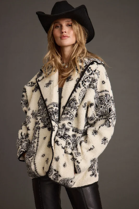 Coyote Printed Sherpa Jacket Insulated Jacket Fitted Jacket Loose Jacket