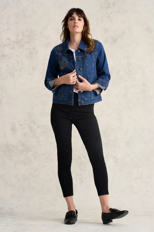 Embellished Denim Jacket Oversized Jacket Tailored Jacket Straight Jacket