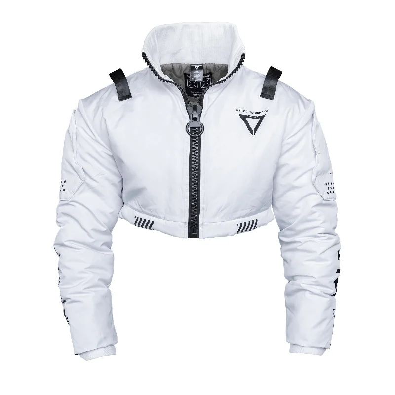 CRB-003 White Crop Bomber Jacket Striped Jacket Polka Dot Jacket Floral Jacket