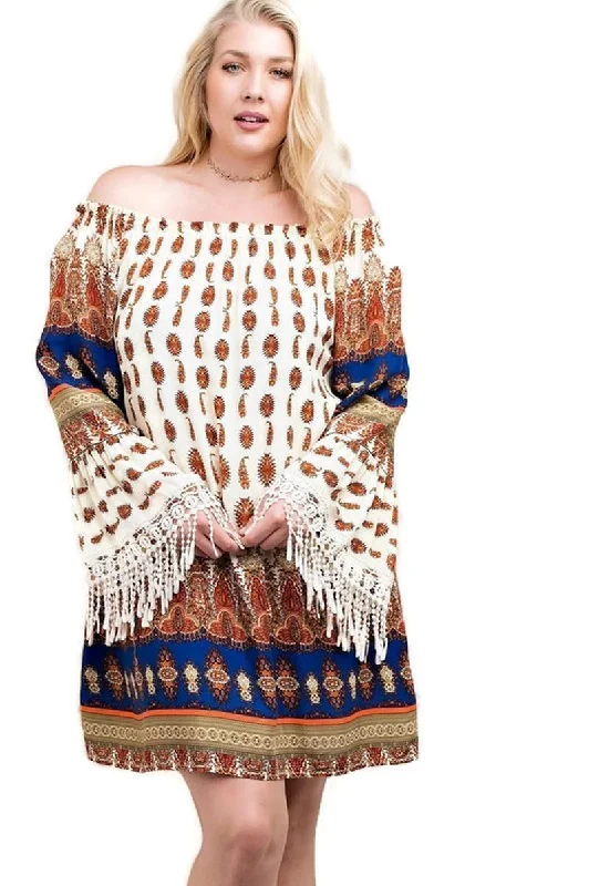 Tuscan Off The Shoulder Mini Dress, Tan Comfortable Smocked Mini Dress