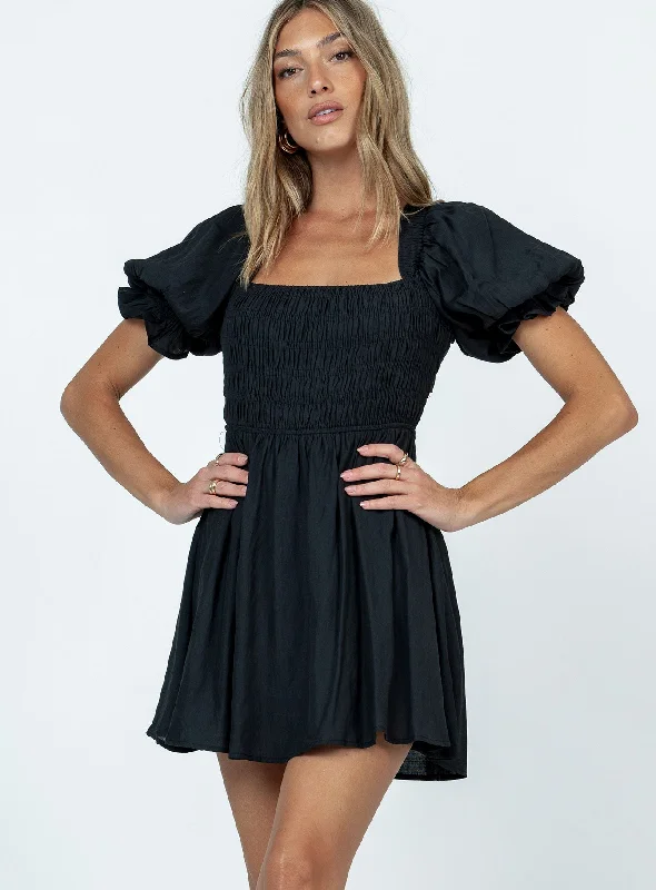 Dani Mini Dress Black Chic Mini Dress with V-Neck