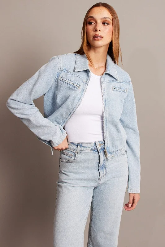 Denim Jacket Long Sleeve Insulated Jacket Fitted Jacket Loose Jacket