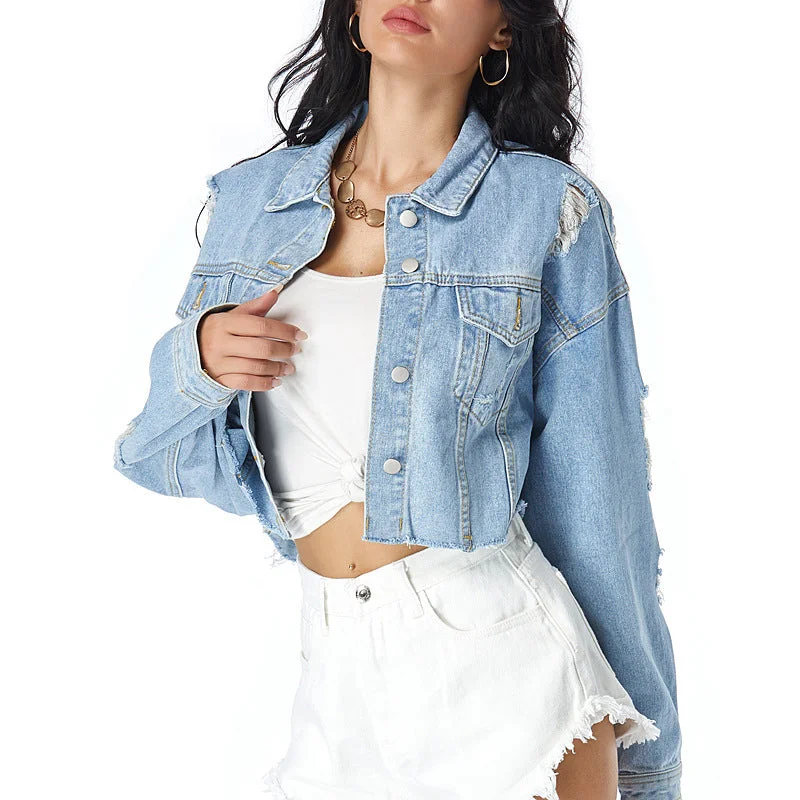 Denim Jacket Women European And American Foreign Trade Herringbone Jacket Checkered Jacket Solid Jacket Denim Jacket Women European And American Foreign Trade Herringbone Jacket Checkered Jacket Solid Jacket