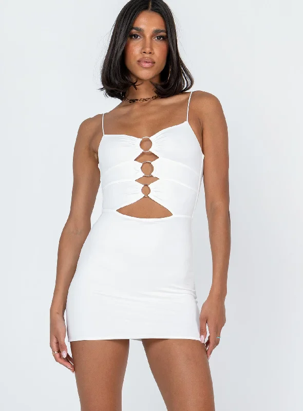 Dreamland Mini Dress White Elegant Off-Shoulder Dress Mini