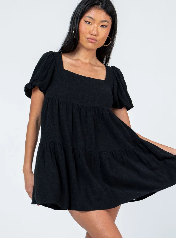 Zalia Mini Dress Black Cozy A-Line Mini Dress