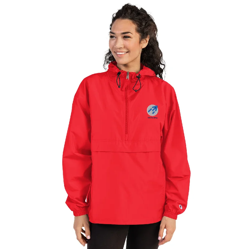 Embroidered Champion Packable Jacket Nylon Fabric Polyester Fabric Spandex Fabric