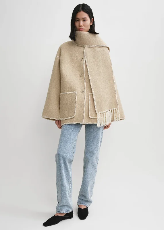 Embroidered scarf jacket harvest Faux Fur Fabric Real Fur Fabric Shearling Fabric