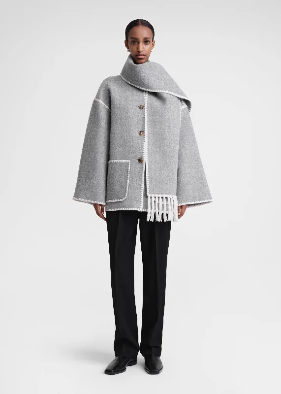 Embroidered scarf jacket light grey mélange Striped Jacket Polka Dot Jacket Floral Jacket Embroidered scarf jacket light grey mélange Striped Jacket Polka Dot Jacket Floral Jacket