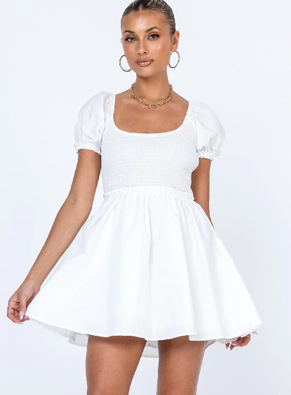 Everyday Sunshine Mini Dress White Casual Button-Up Mini Dress