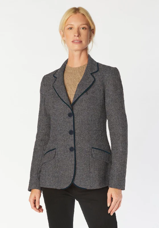 Hacking Jacket | Mid Blue Herringbone Wool Jacket Cashmere Jacket Tweed Jacket