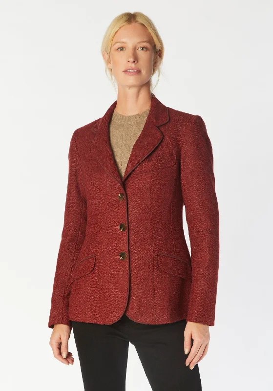 Hacking Jacket | Raspberry Herringbone Collared Jacket Crew Neck Jacket Turtle Neck Jacket Hacking Jacket | Raspberry Herringbone Collared Jacket Crew Neck Jacket Turtle Neck Jacket