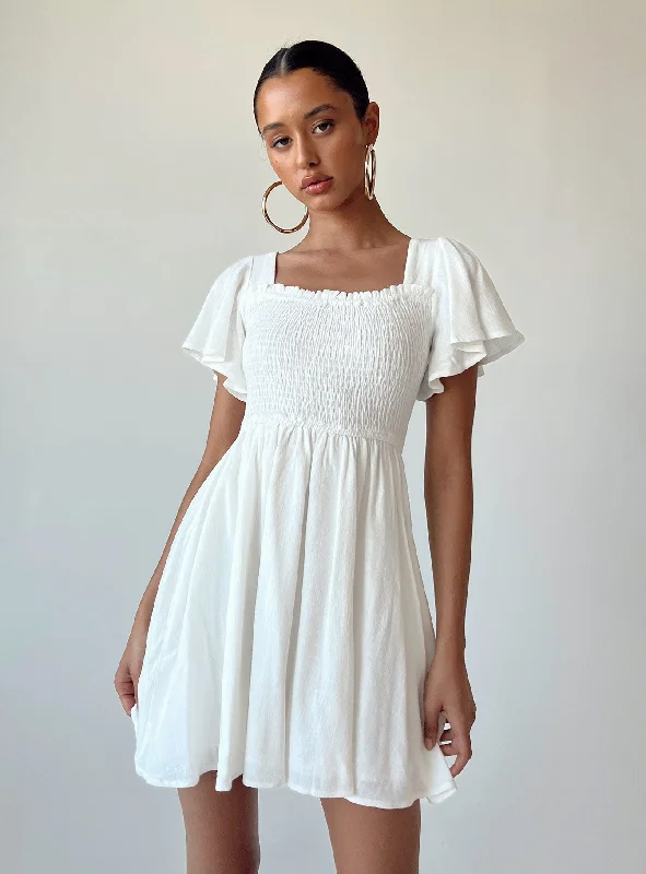 Imagine Mini Dress White Comfortable Casual Mini Dress