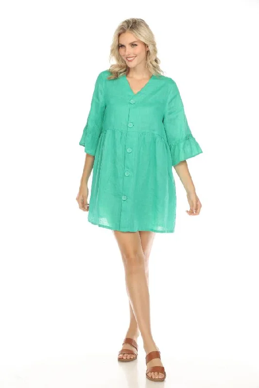 Johnny Was Calme Linen Button-Down Mini Dress O31112 * Trendy Crossover Mini Dress