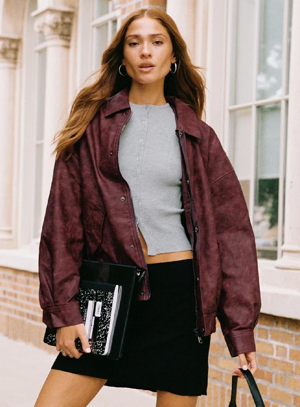 Kenny Bomber Jacket Burgundy Jacket Blazer Coat