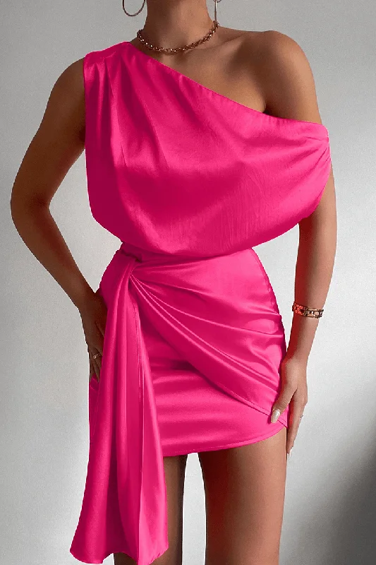 Kharisma Mini Dress - Hot Pink Casual Mini Dress with Pockets